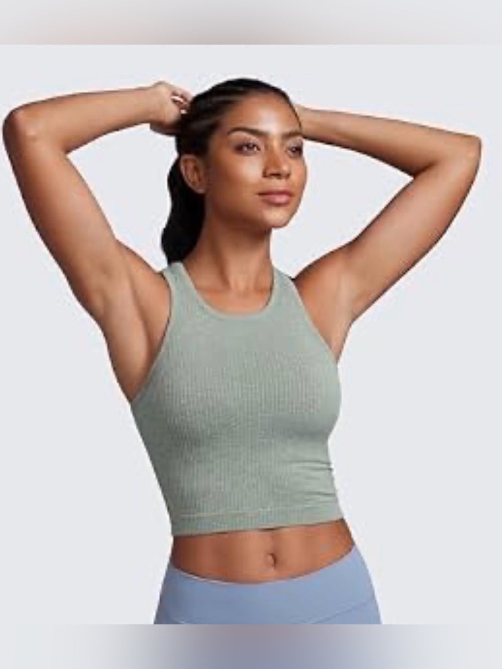 CRZ YOGA Seamless Ribbed High Neck Crop Tank Top size small - Picture 2 of 8